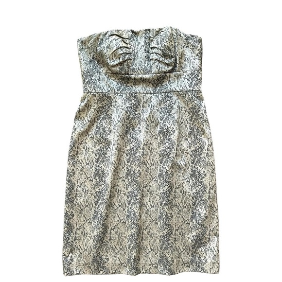 Antonio Melani Snakeskin Animal Print Strapless Cocktail Dress Beige Size 10 - Picture 6 of 6